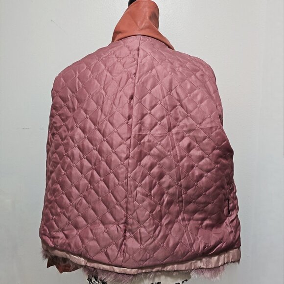 New Real Toscana Sheepskin Lamb Fur Coat Jacket Dusty Pink Rose Lilac No MinkFox - Picture 5 of 5